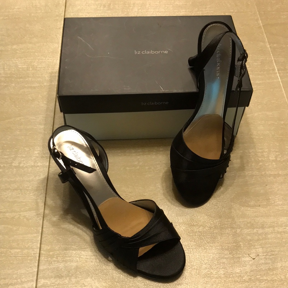 Liz Claiborne black satin sandals